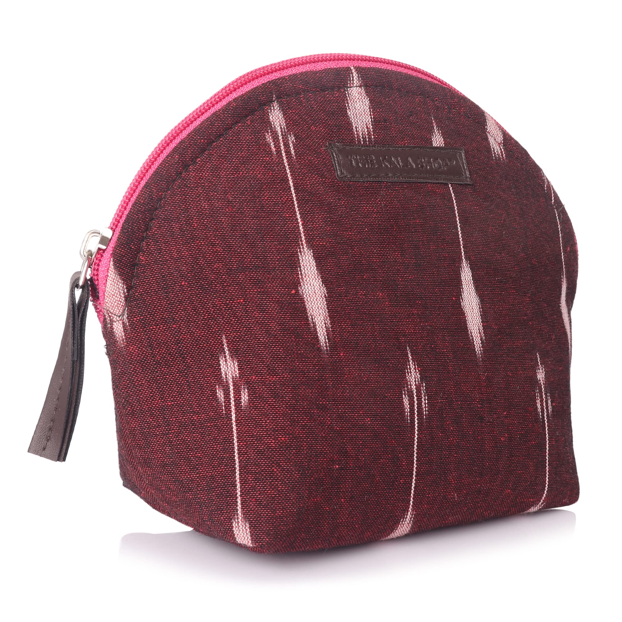 Stylish Brown Ikat Fabric Makeup Bag - Waterproof Cosmetic Organizer for Travel, Gym & Everyday Use | Trendy Boho Design Makeup Pouch for Women & Teens