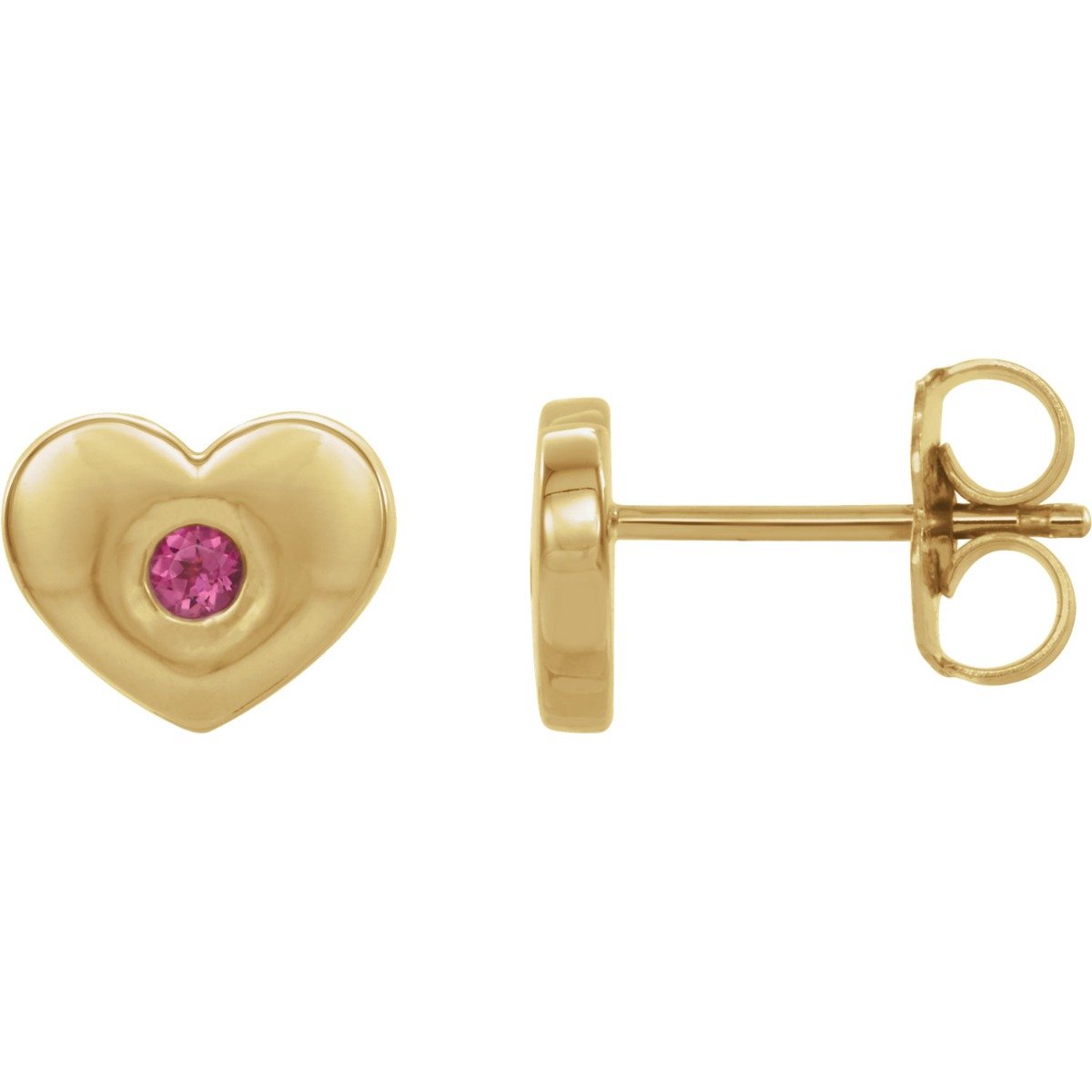 14K Gold Pink Tourmaline Heart Stud Earrings - 0.08 CTW Genuine Gemstone Jewelry for Valentine's Day, Anniversary & Romantic Gifts