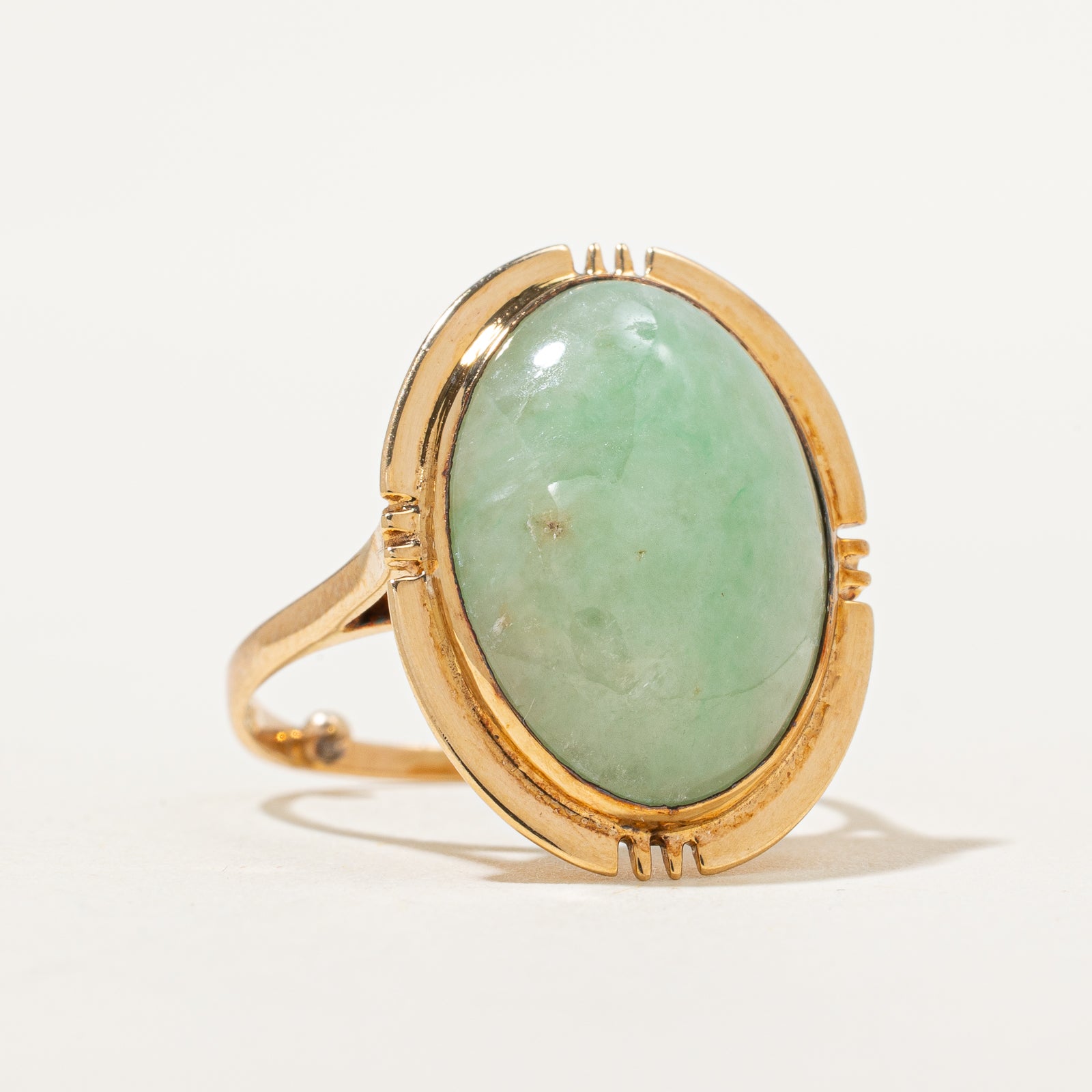 7.20ct Oval Cabochon Jade Dome Ring - Size 5 | Elegant Vintage Jewelry for Women | Perfect for Weddings, Parties & Special Occasions