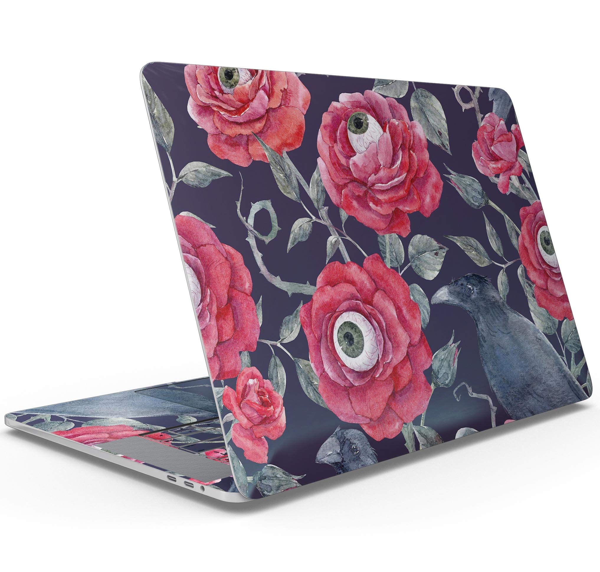 Abstract Roses with Eyes Full-Body Protective Skin Wrap - Scratch Resistant Decal Sticker Compatible with MacBook Pro 16