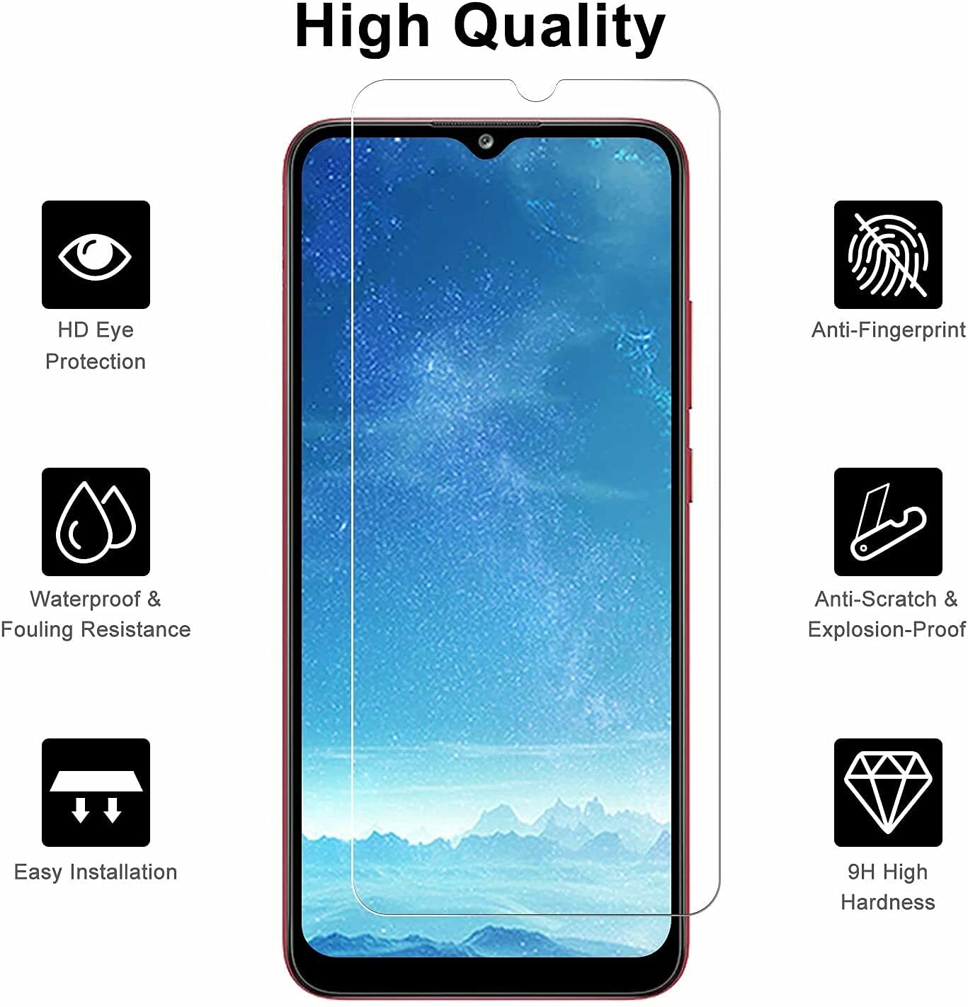 Premium Leather Wallet Case for Samsung Galaxy A02S with Tempered Glass Screen Protector - Double Card Slots & Extra Fold Design - Protective Phone Cover (Red) | Perfect for Business, Travel & Everyday Use