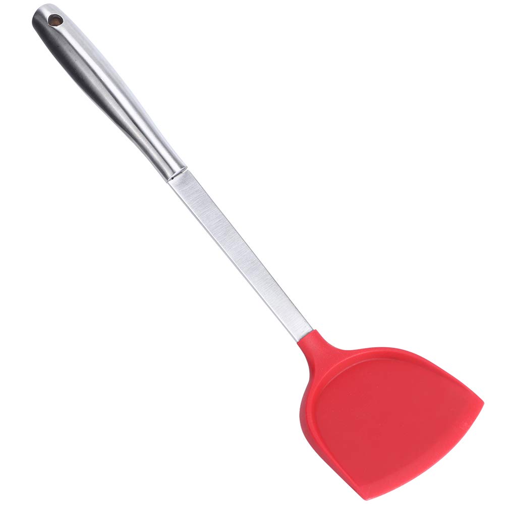 Non-Stick Wok Spatula - Red Chinese Cooking Tool for Stir-Fry & Frying
