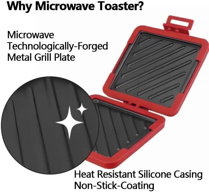 Microwave Toastie Maker - Fast Heating Sandwich & Grilled Cheese Maker with Crisper Tray, No Electricity Needed, Dishwasher Safe - Perfect for Quick Breakfasts, Office Lunches & Late Night Snacks