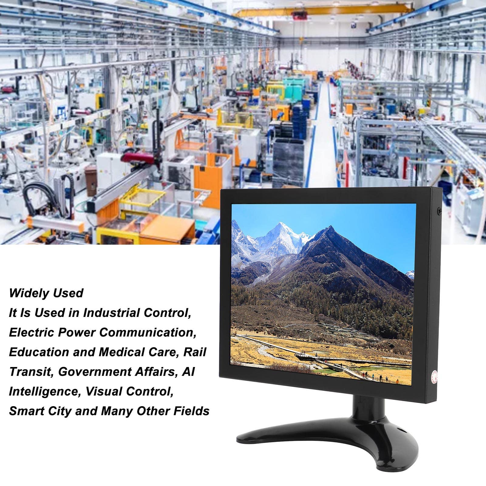 HUAOSN 8 Inch Mini Touch Screen Monitor - IPS HD Display with USB/AV/VGA Ports, Built-in Speaker, 100-240V (EU Plug) - Perfect for Laptop Extensions, Gaming, Security Systems, and Digital Signage