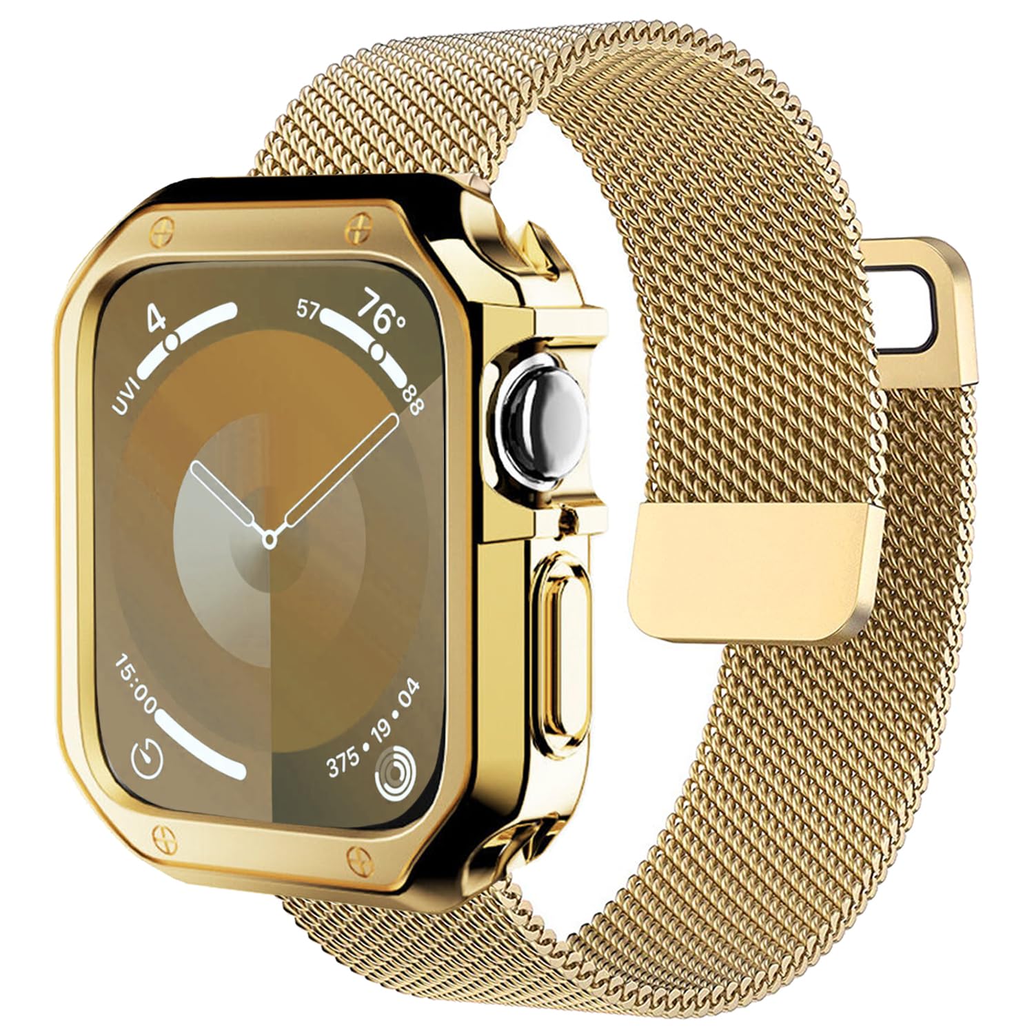 2 in 1 Stainless Steel Magnetic Loop Band & TPU Soft Cover for Apple Watch Ultra/SE/Series 9/8/7/6/5/4/3/2/1 - Durable Replacement Strap for Men & Women - Perfect for Workouts, Running & Everyday Wear