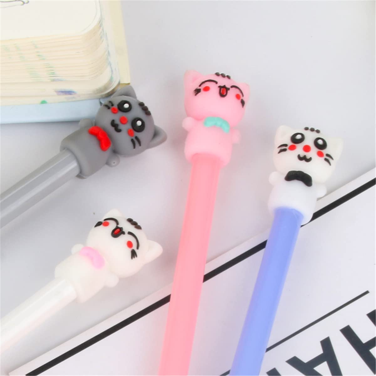 Cat-Shaped Rollerball Pens - Smooth Gel Ink Ballpoint Pens for Writing, Business, School & Office Use - Fun & Cute Stationery Gift (6-Pack)