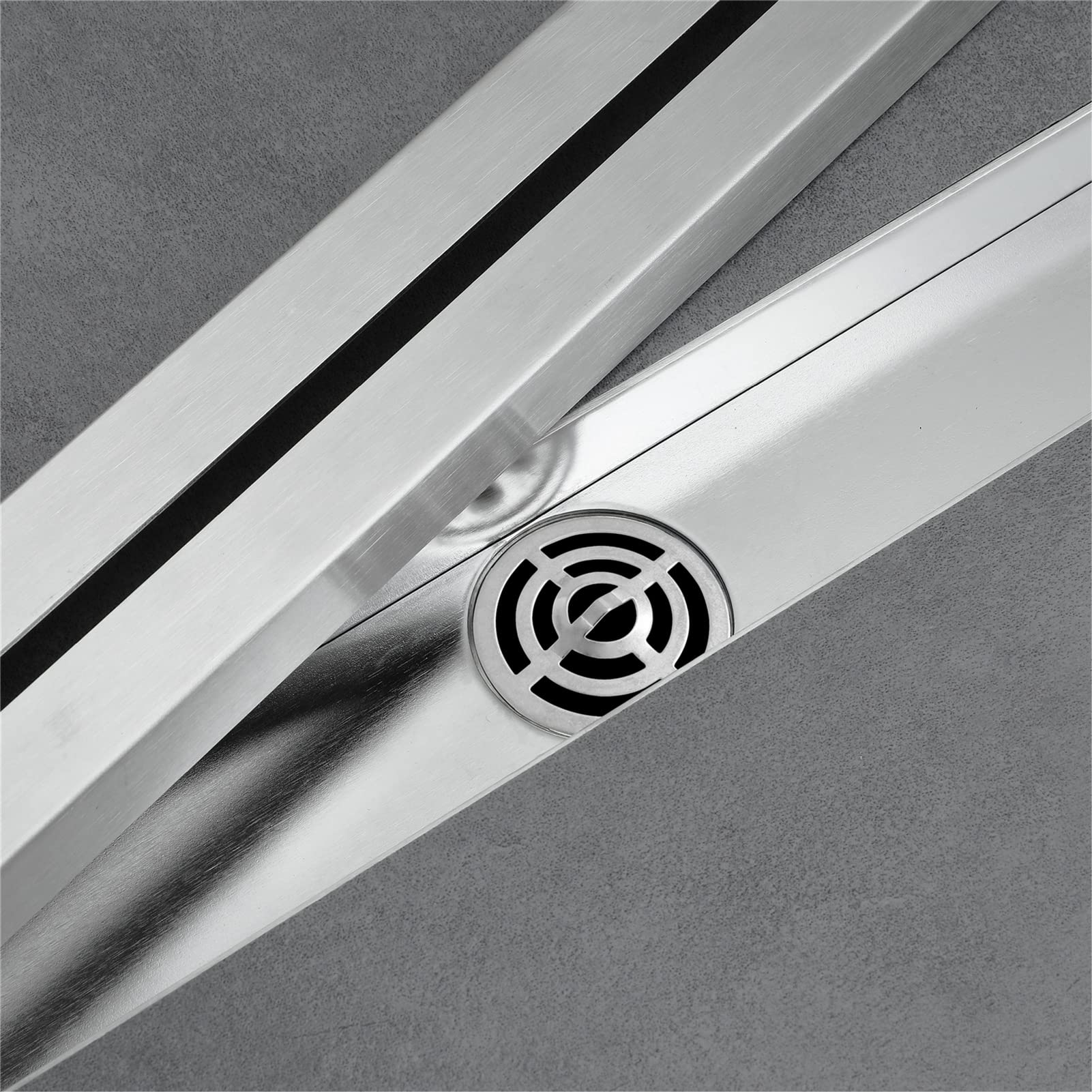 Stainless Steel Linear Shower Drain 600x55mm with Removable Grate & Hair Strainer - High Capacity Rectangular Floor Drain in Brushed Nickel Finish for Modern Bathroom & Wet Room Drainage Solutions