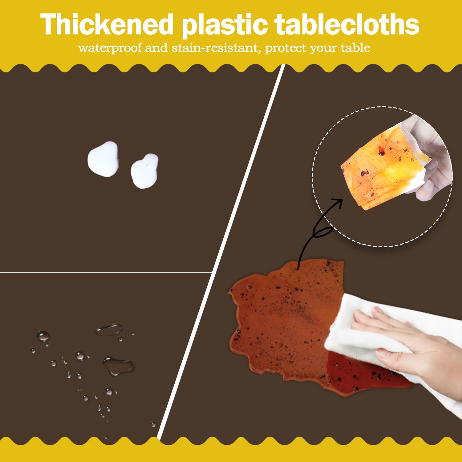 6 Pack Brown Disposable Plastic Tablecloths 54