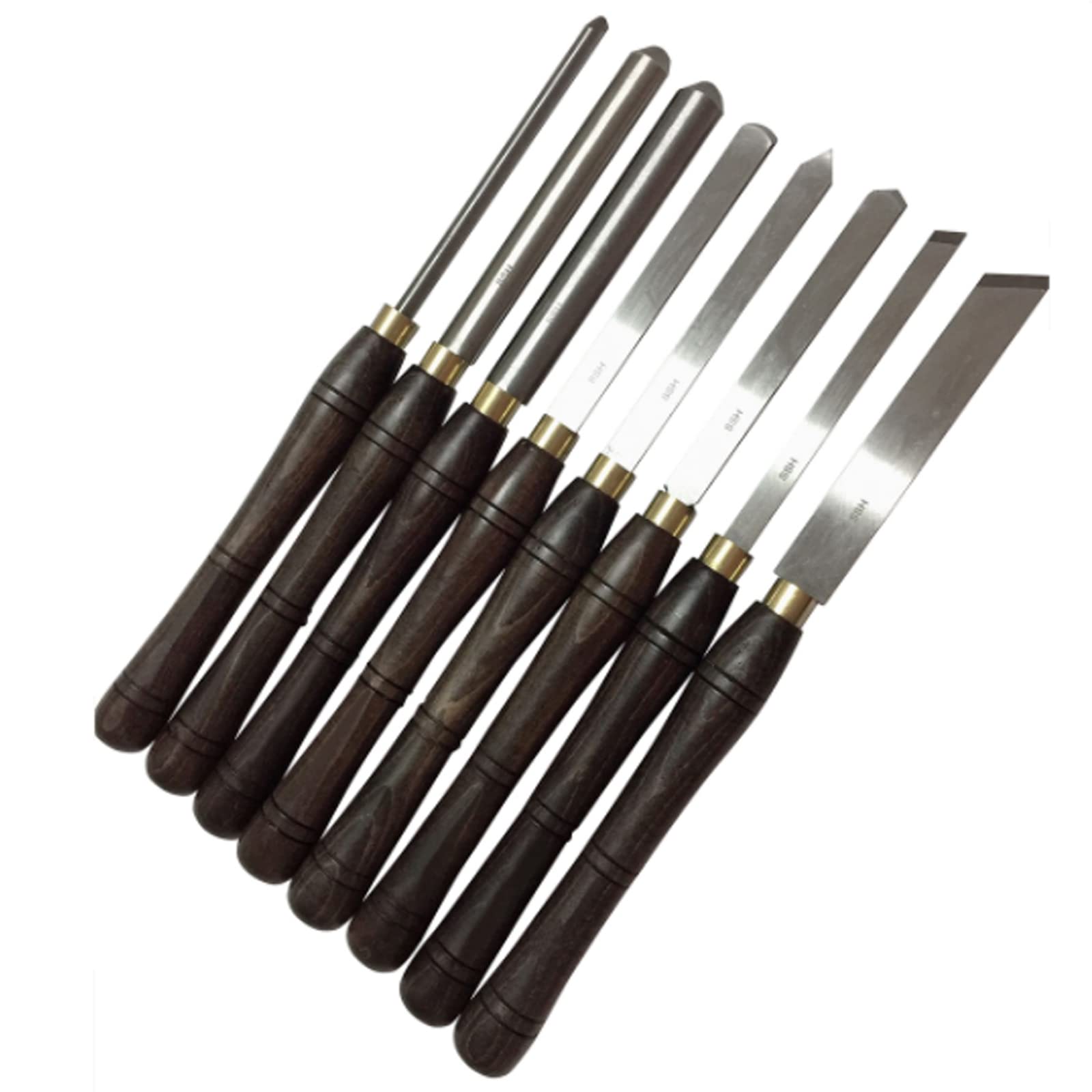 8-Piece HSS Wood Lathe Chisel Set with Walnut Handle & Wooden Storage Case - Professional Wood Turning Tools for Woodworking, Carving, and DIY Crafts - Perfect for Bowl Turning, Spindle Work, and Furniture Making