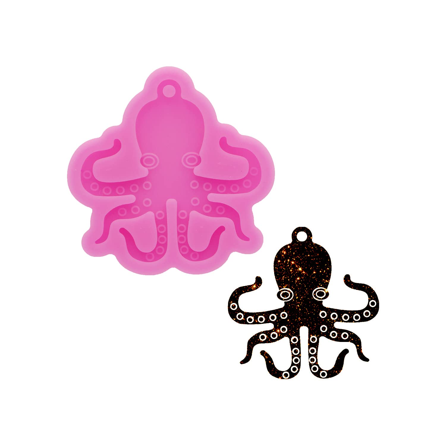 Angel Wings Gloss Octopus Silicone Keychain Molds - Resin Casting & Epoxy Mold for DIY Crafts, Fondant Cake Baking - Perfect for Jewelry Making, Gift Accessories, and Home Decor