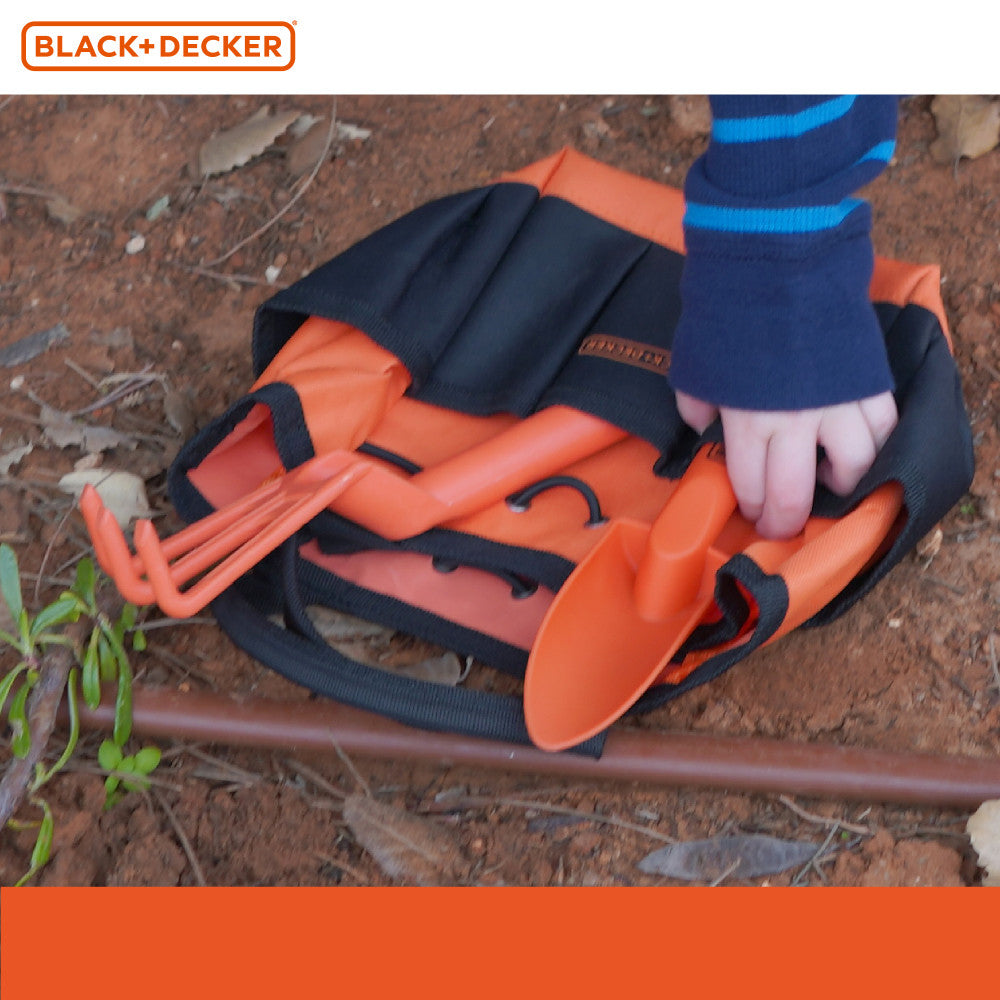 Black and Decker Kids' 4-Piece Gardening Tool Set with Storage Bag - Perfect for Children's Outdoor Activities, School Projects, and Backyard Gardening