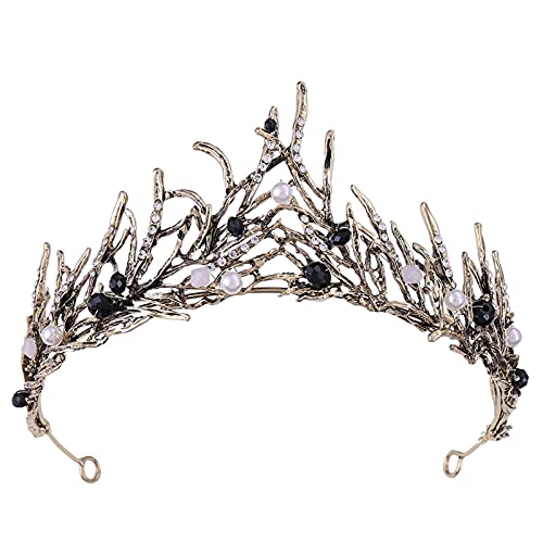 Sparkling Rhinestone Bridal Tiara - Princess Hair Crown with Crystal & Faux Pearls for Weddings, Prom, Pageants | Elegant Seagrass Beaded Headband for Brides, Bridesmaids & Special Occasions