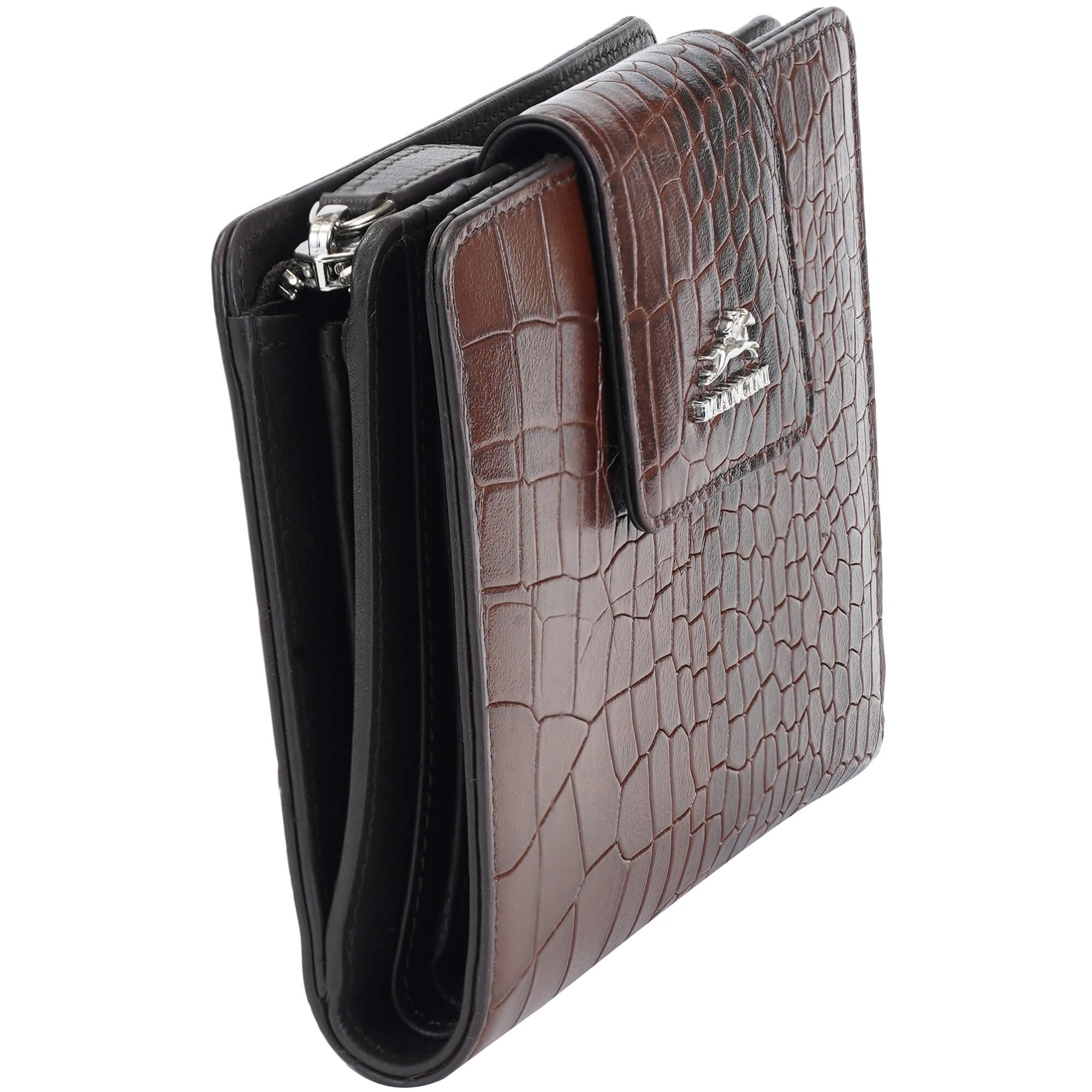 Mancini Croco2 Women's Medium RFID Blocking Clutch Wallet - Stylish & Secure for Everyday Use, Travel & Shopping