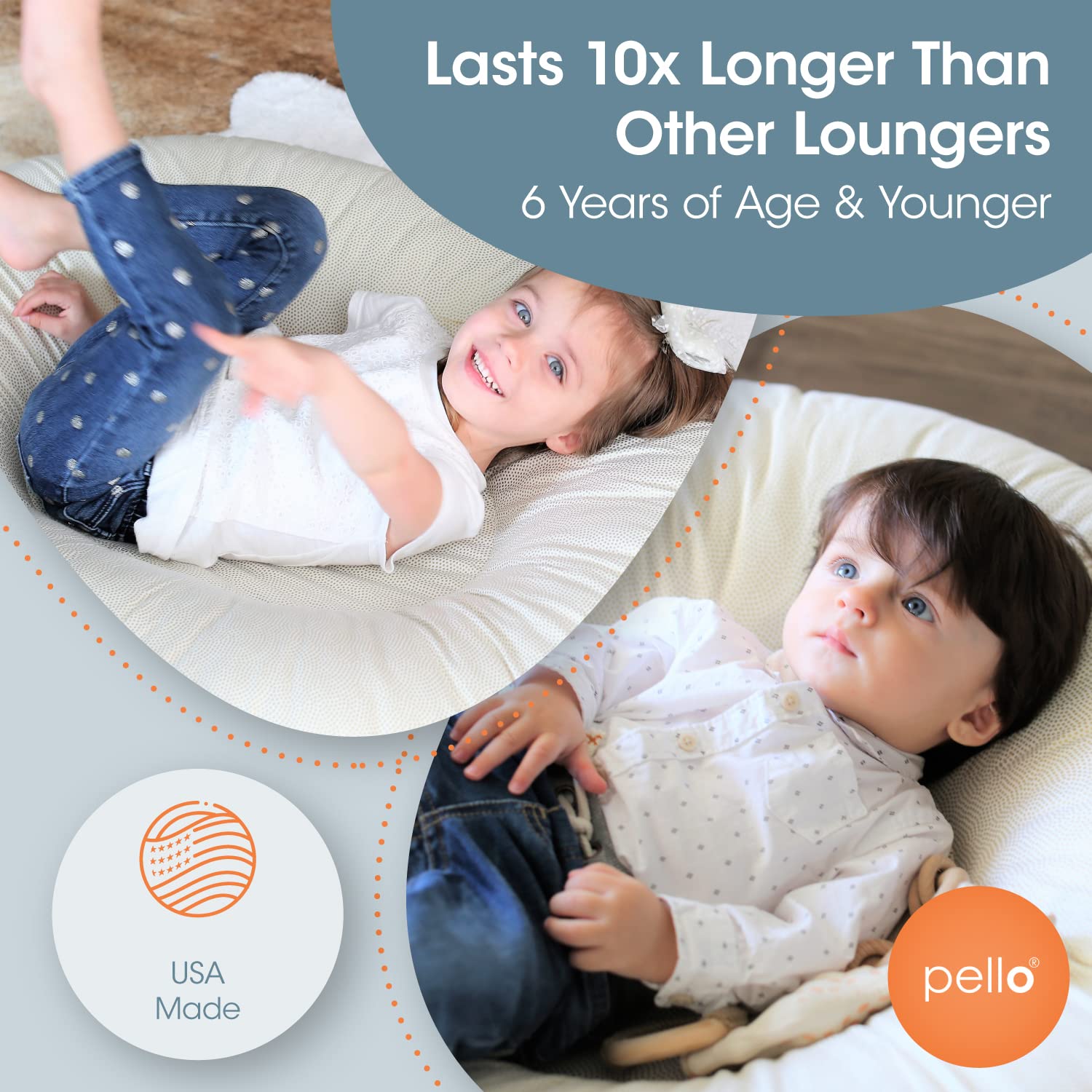 Pello Multi-Use Luxe Baby Floor Cushion - Soft Play Mat & Lounger for Infants & Toddlers (Serenity Gray) - Perfect for Nursery, Playroom & Travel