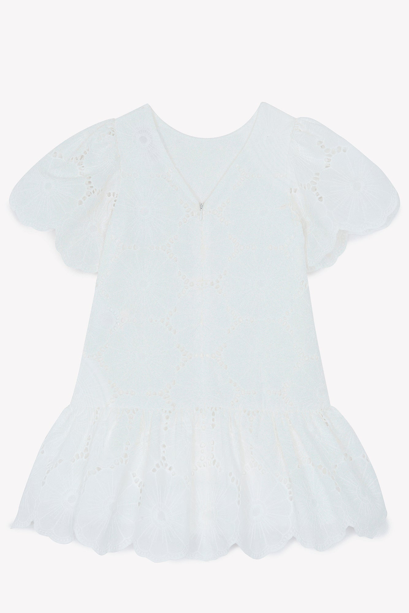Tartine Et Chocolat White Eyelet Floral Dress for Girls - Perfect for Summer Parties, Weddings & Special Occasions