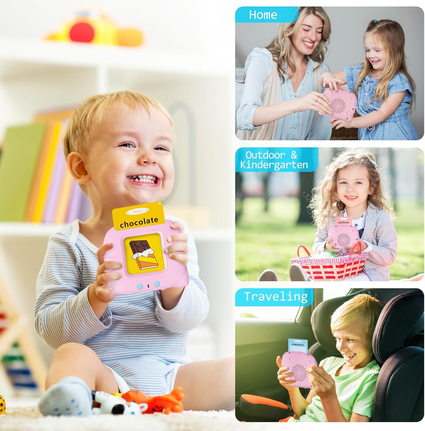 Talking Flash Cards for Toddlers 3-6 Years - 224 Sight Words Learning Toys for Speech Therapy & Autism - Perfect Birthday Gift for Boys & Girls - Ideal for Home & Classroom Learning