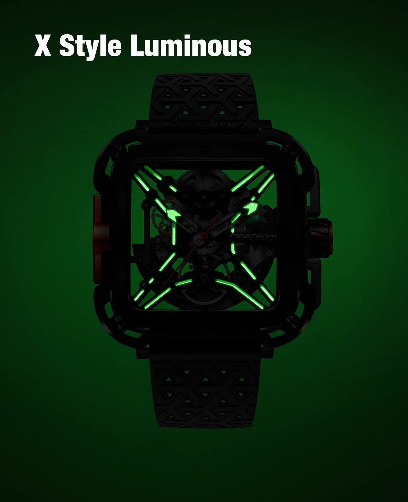 CIGA Design X Series Automatic Mechanical Watch - SUV Inspired Anti-Shock Design, Sapphire Crystal, Skeleton Dial with Silicone/Nylon Strap - Unisex Fashion Watch for Men & Women | Perfect for Outdoor Adventures, Business Meetings & Everyday Wear