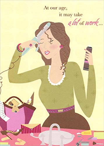Funny Women's Birthday Card - Designer Greetings for Her: Woman Curling Hair Humor, Perfect for Birthdays, Anniversaries & Special Occasions