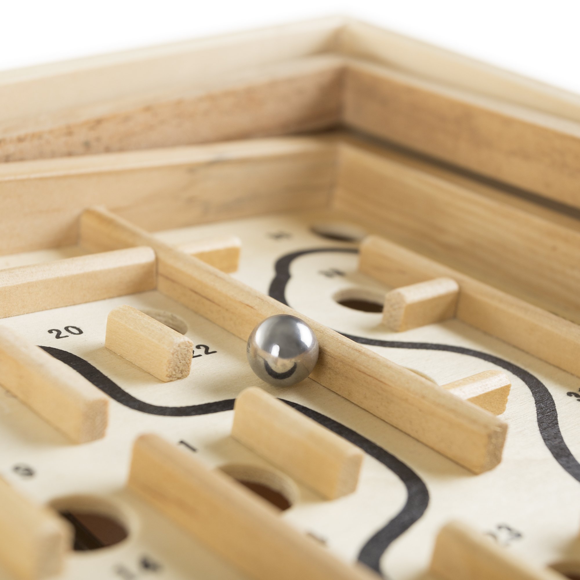 Hey! Play! Labyrinth Wooden Maze Puzzle Game with 2 Steel Marbles - Brain Teaser for Adults, Kids, Boys & Girls - Perfect for Family Game Nights & Stress Relief