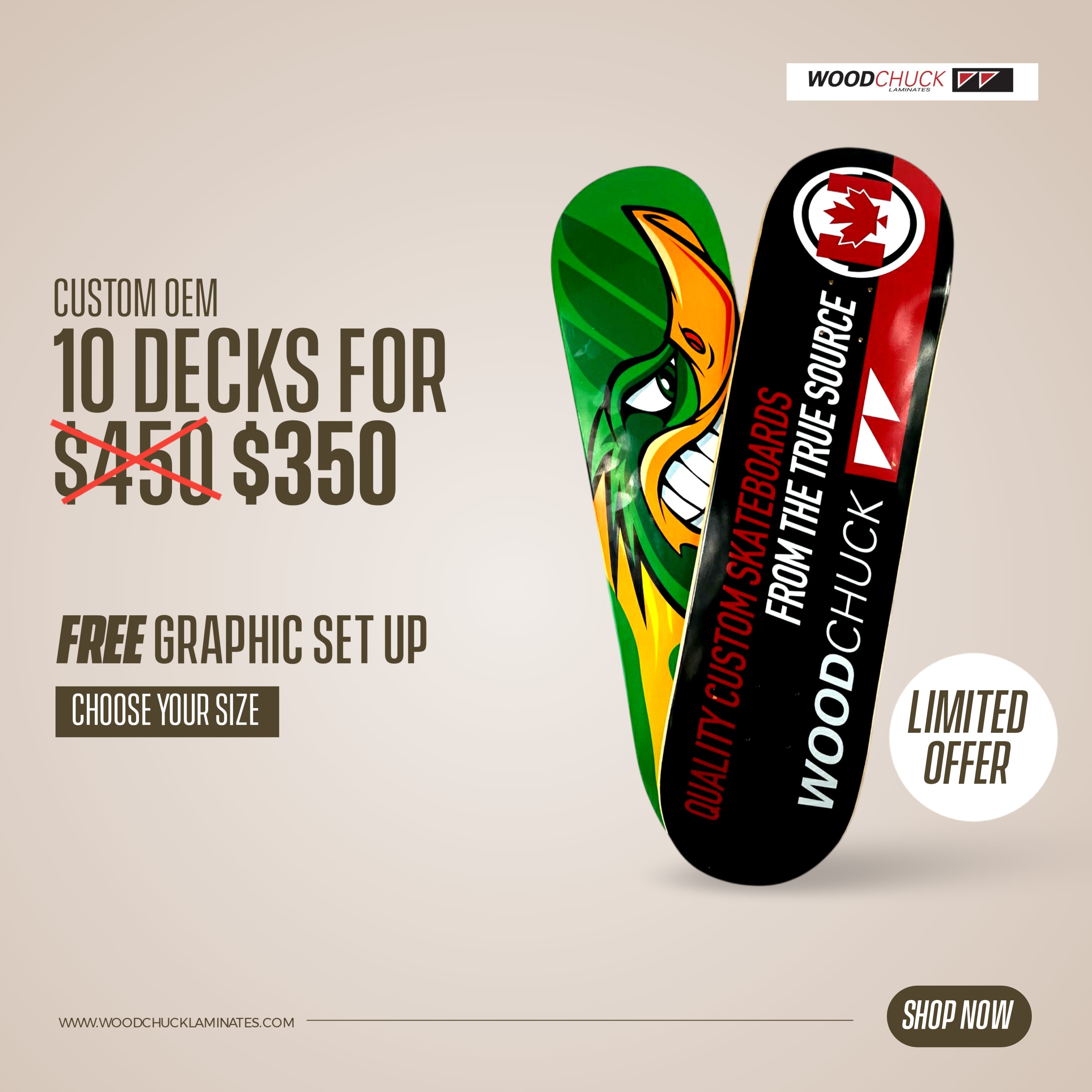 10X Custom OEM Printed Skateboards - Personalized Skateboard Deck Bulk Pack for Skaters & Retailers - Perfect for Gifts, Events & Brand Promotion