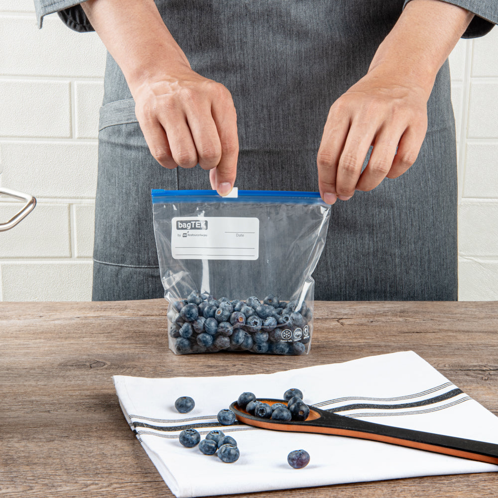 Premium Pint Size Clear Plastic Freezer Bags with Expandable Bottom - BPA Free, Write-On Labels (6.5