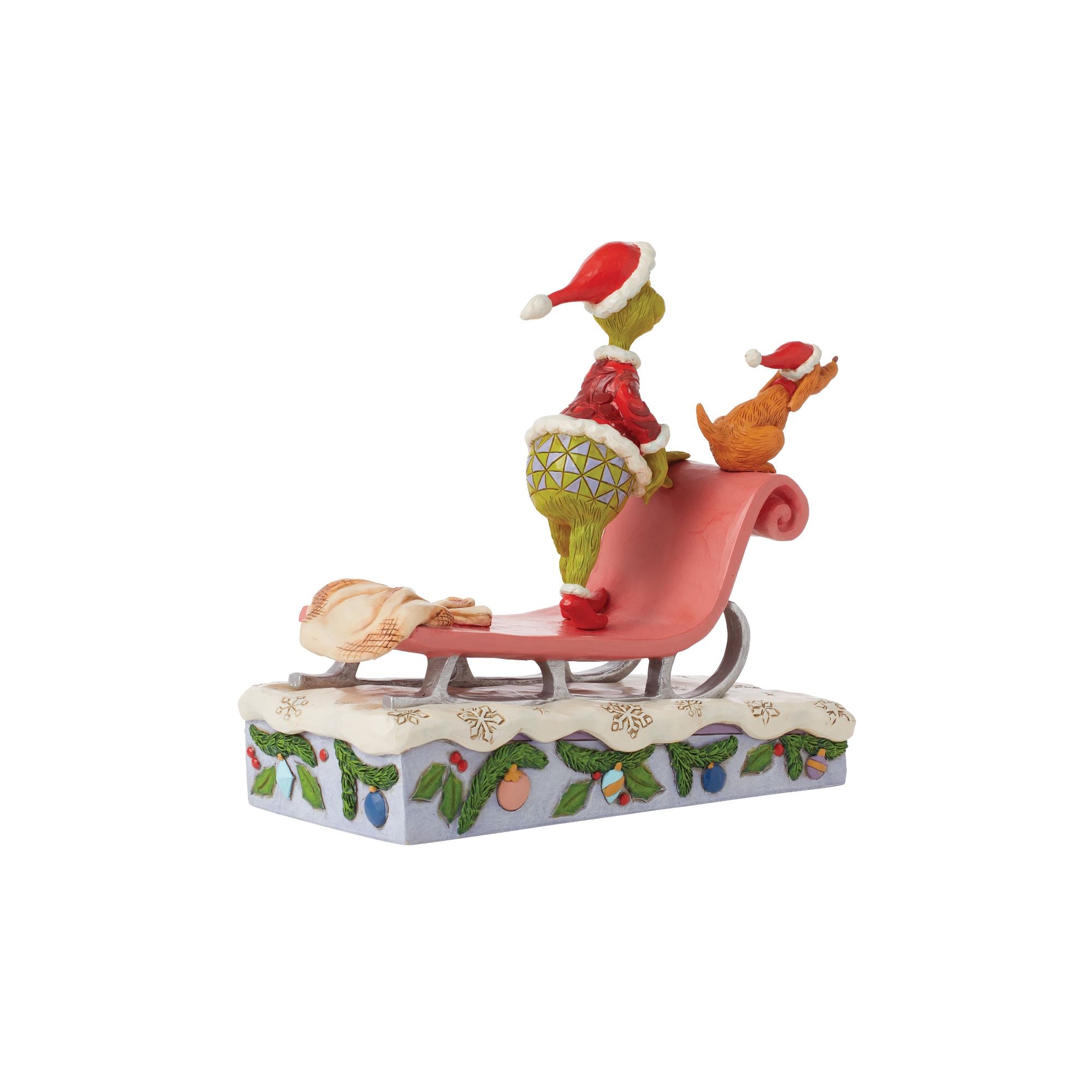 Grinch and Max on Sled Christmas Decor - Festive Holiday Home Decor for Xmas Tree, Mantel & Winter Wonderland Displays