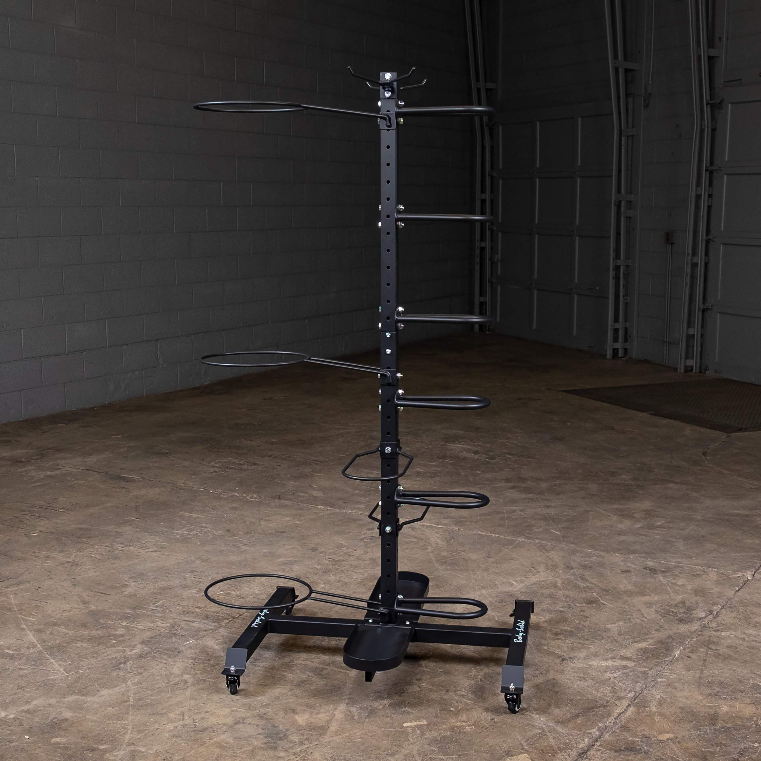 Body-Solid GAR100 Compact Vertical Stand Rack - Organize Medicine Balls, Dumbbells, Resistance Bands, Jump Ropes & Yoga Mats | Perfect for Home Gym, CrossFit & Fitness Studio Storage