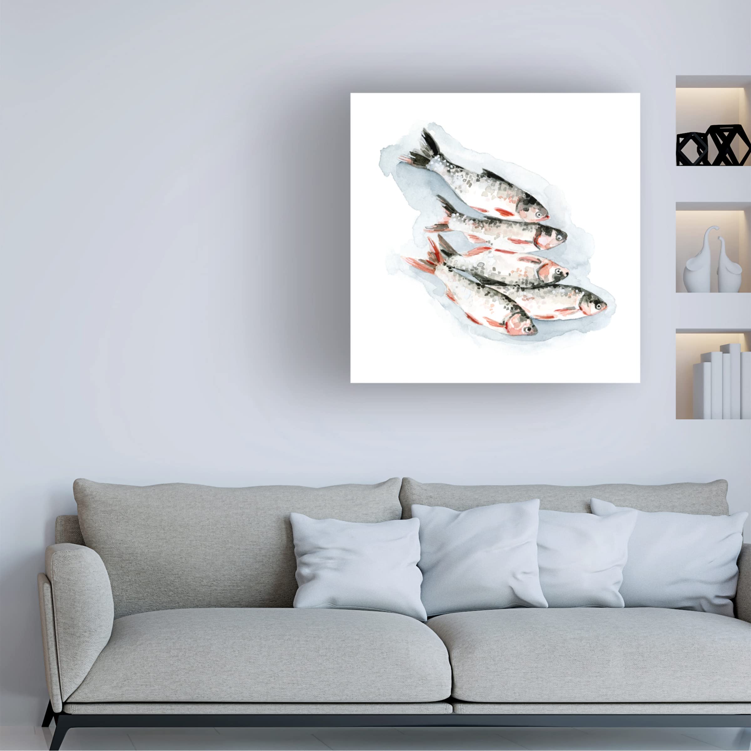 Emma Caroline 'Seafood Snack I' Canvas Wall Art Print - Coastal Kitchen Decor, Beach House Dining Room Wall Decor, Seafood Restaurant Artwork