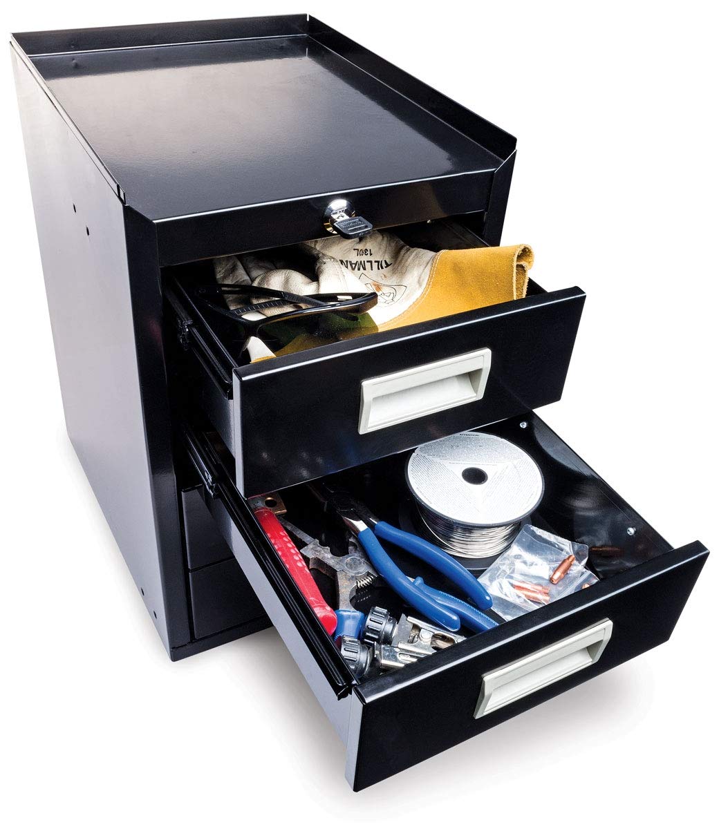 Eastwood Heavy-Duty Black Powder-Coated Steel Lockable Welding Cart with 4 Drawers - Perfect for Workshop, Garage & Industrial Storage