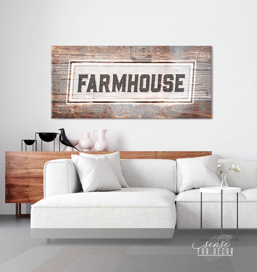 Farmhouse Wall Art Canvas - Large 42x19 Inch Entryway Decor for Living Room, Front Door & Housewarming Gifts - Rustic Home Wall Decor for Modern Farmhouse Style
