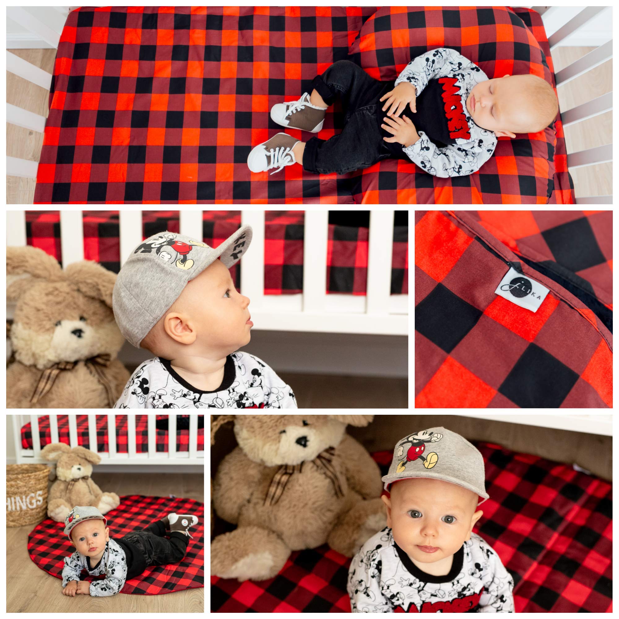 Soft Cotton Minky Baby Burp Cloths for Boys & Girls - Absorbent Woodland Nursery Decor (Buffalo Plaid Woodland Collection) - Perfect for Feeding, Burping & Spit-Up Protection