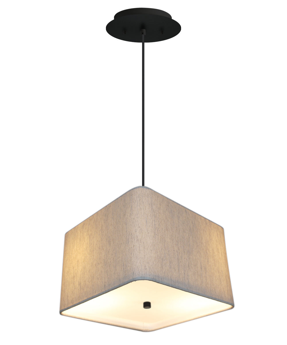 14W 2-Light Modern Pendant Lighting with Round Corner Square Oatmeal Drum Shade & Diffuser, Black Cord - Perfect for Kitchen Island, Dining Room, and Bedroom Lighting