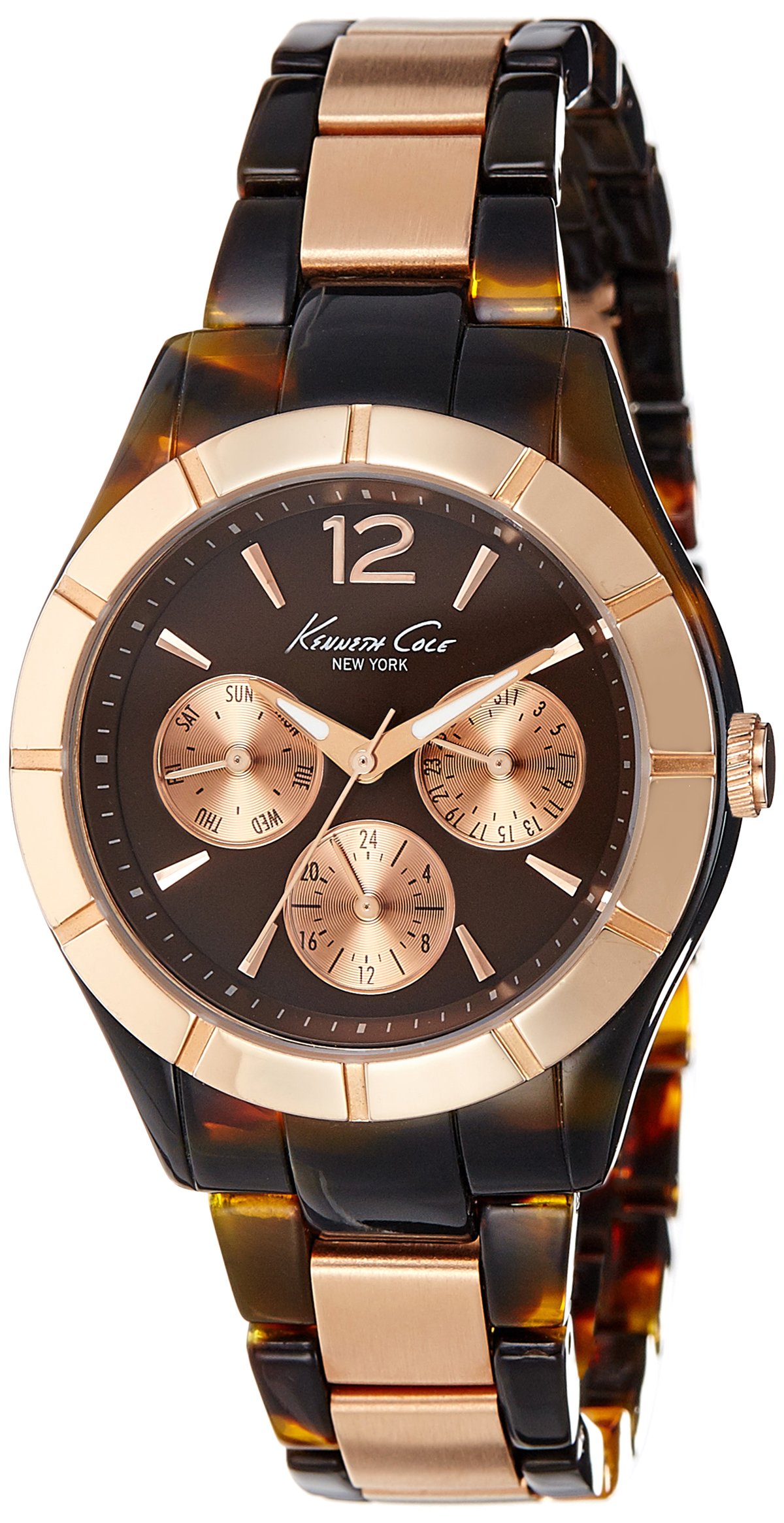 Kenneth Cole Women's Classic Round Two-Tone Plastic Bracelet Watch - Stylish & Water-Resistant for Everyday Wear, Office & Casual Outfits