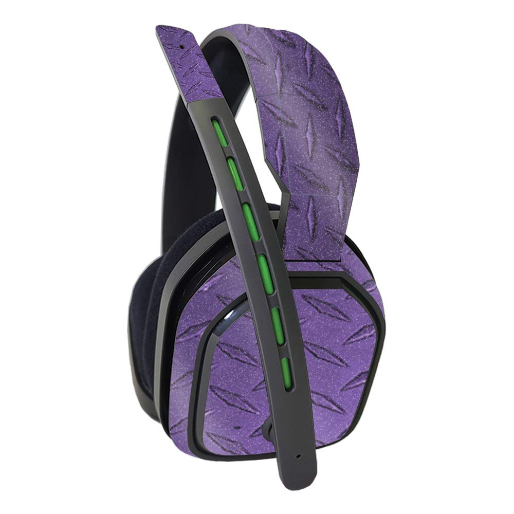 MightySkins Glossy Glitter Skin for Astro A10 Headset - Purple Diamond Plate | Protective & Durable High-Gloss Finish | Easy to Apply & Remove | Made in USA | Perfect for Gaming, Streaming & Customizing Your Headset