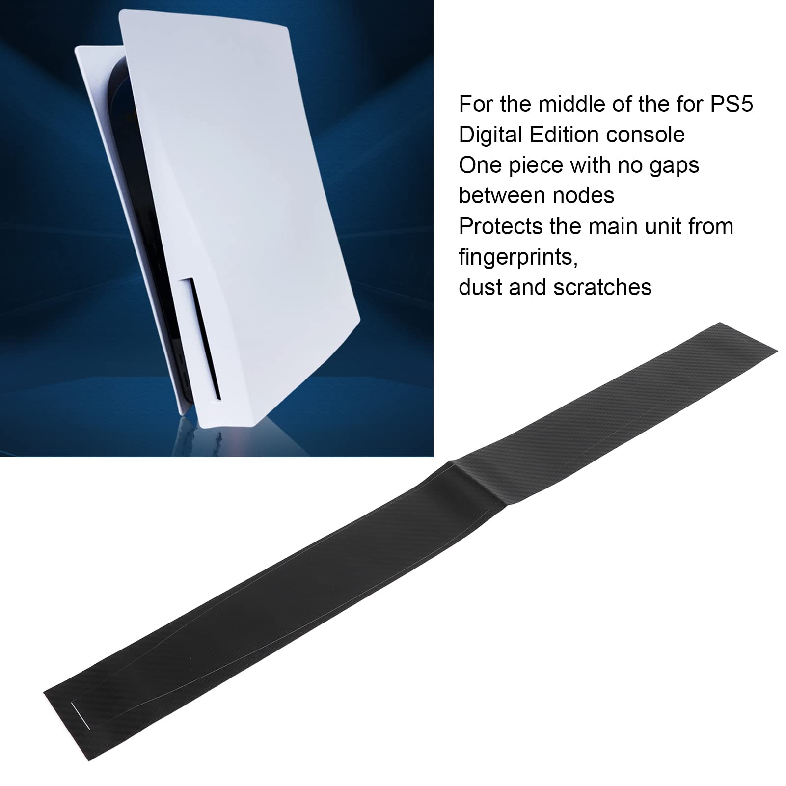 PS5 Console Middle Skin - Scratch-Resistant Carbon Fiber Cover for PS5 Digital Edition - Gaming Accessory for Enhanced Protection & Style (Black) - Perfect for Gaming Setups & Display