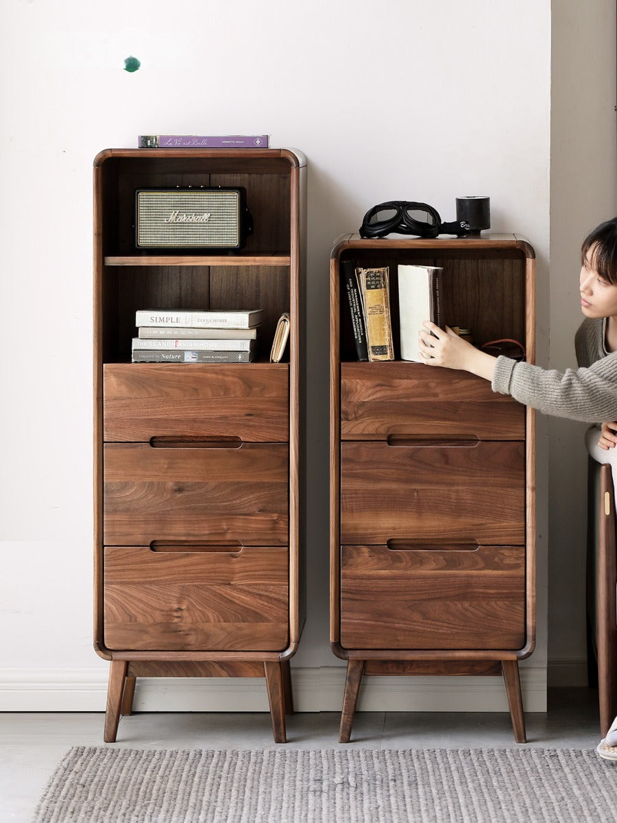 Solid Black Walnut Wood Side Cabinet - Rustic Nightstand, Entryway Storage, or Bathroom Organizer - Handcrafted for Home & Office Decor