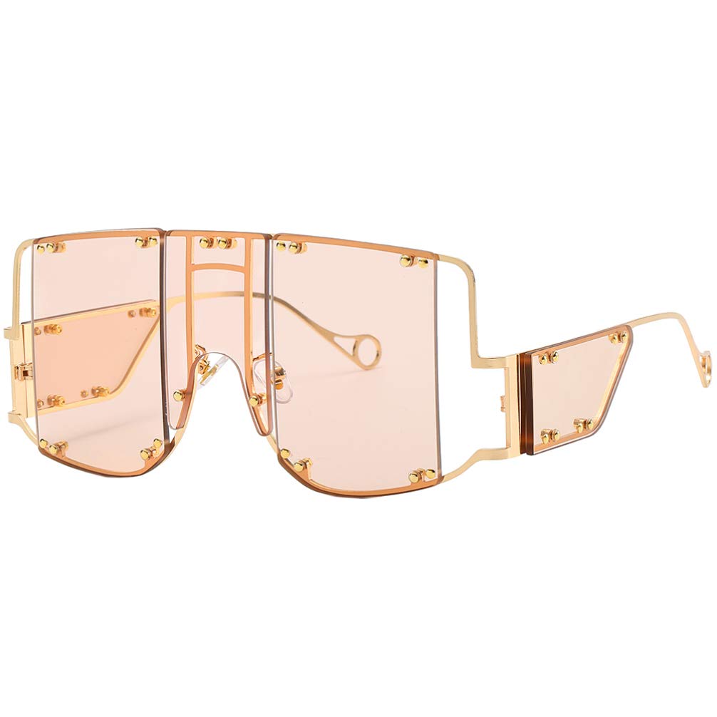 KESYOO Pink Punk Rivet Sunglasses - UV Protection Unisex Fashion Shades for Men & Women - Perfect for Beach, Hip Hop, and Photo Props
