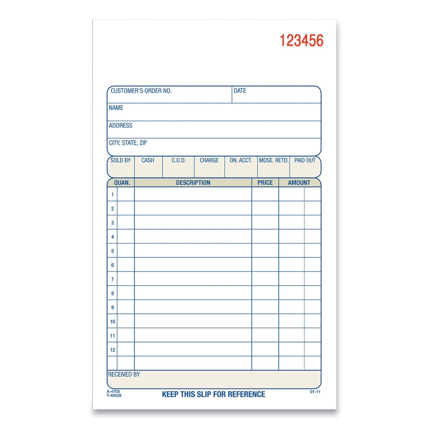 Adams® Multipart Sales Order Pad - 3-Part Carbonless Forms, 4.19
