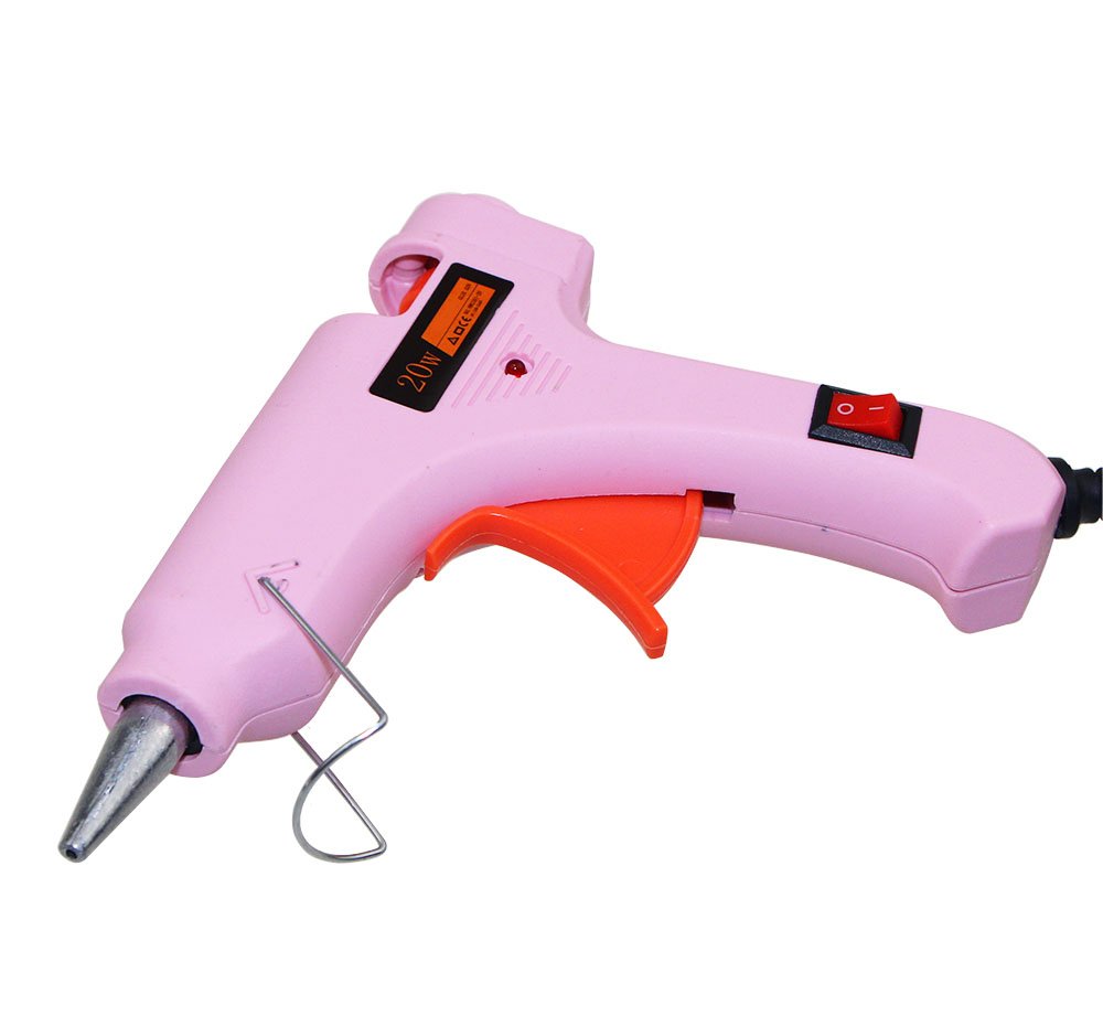 FADMAN Mini Hot Melt Glue Gun - 20W Power with On/Off Switch & LED Indicator - Includes 15 Pink Glue Sticks - Perfect for DIY Crafts, Home Repairs, and School Projects