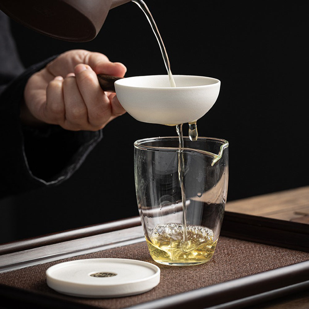 Premium Ceramic Tea Strainer with Coaster - Fine Mesh Infuser for Loose Leaf Tea - Perfect for Home, Office, and Tea Party Use