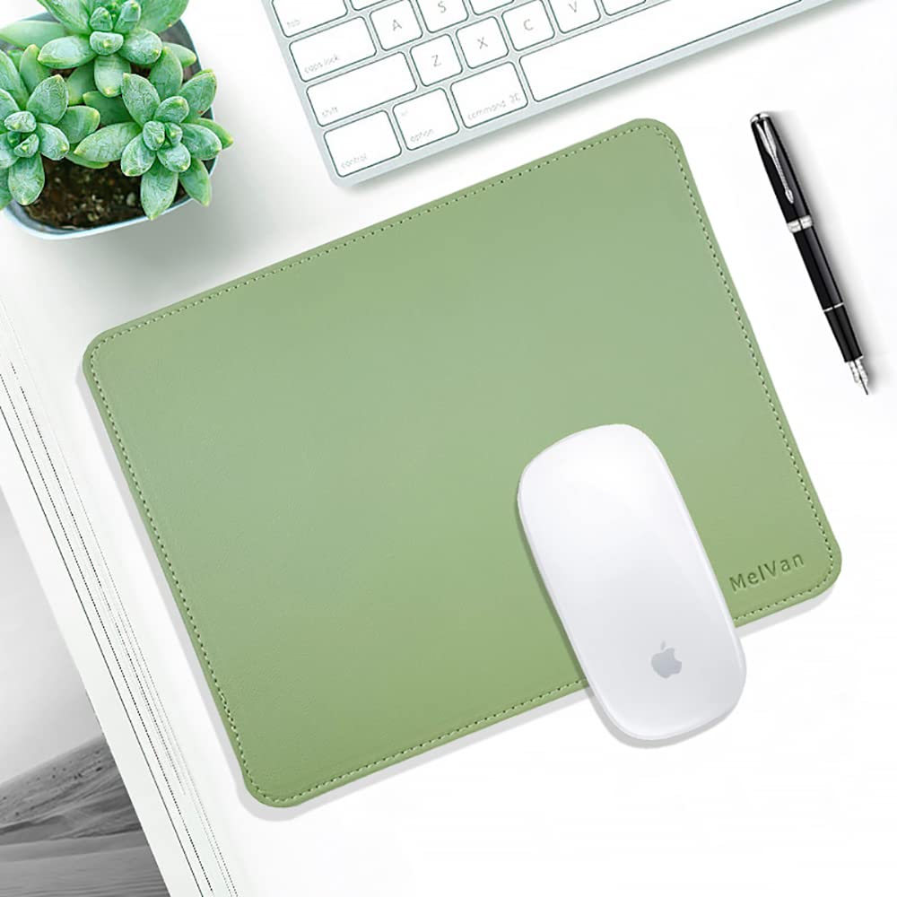 Premium PU Leather Mouse Pad with Stitched Edge - Wood Grain Design, Waterproof & Non-Slip Gaming Mouse Mat for Computer, Laptop, Office & Home Use - 10.2