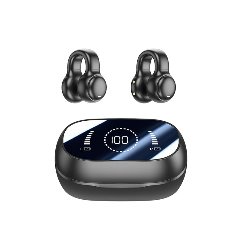 Open Ear Bone Conduction Bluetooth Headphones - Wireless Sports Headset for Running, Cycling & Workout (Black) - Sweatproof & Comfortable for Outdoor Activities
