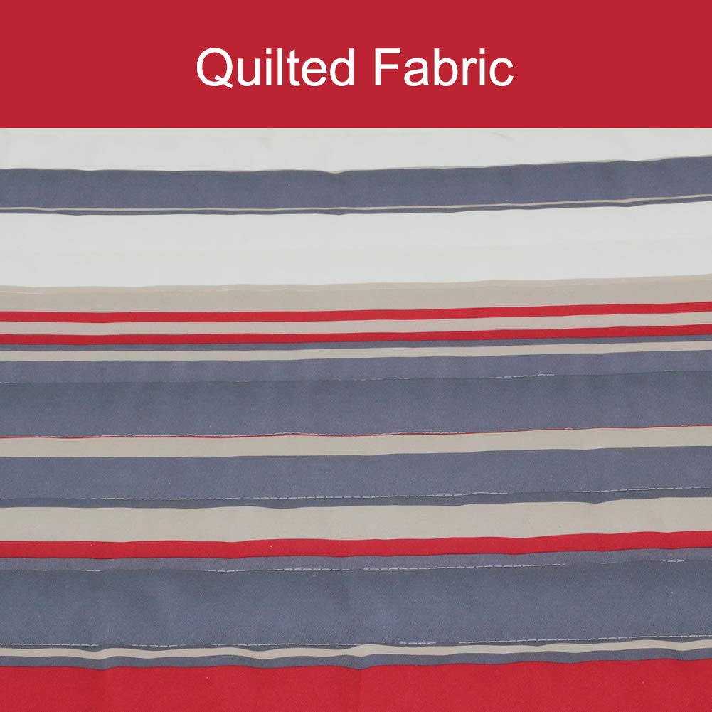 Premium Quilted Fabric Double Hammock with Pillow - Heavy Duty Hardwood Spreader Bar - 450lb Capacity Outdoor Hammock for Adults - Red Navy Stripe - Perfect for Patio, Garden, Pool & Beach Relaxation