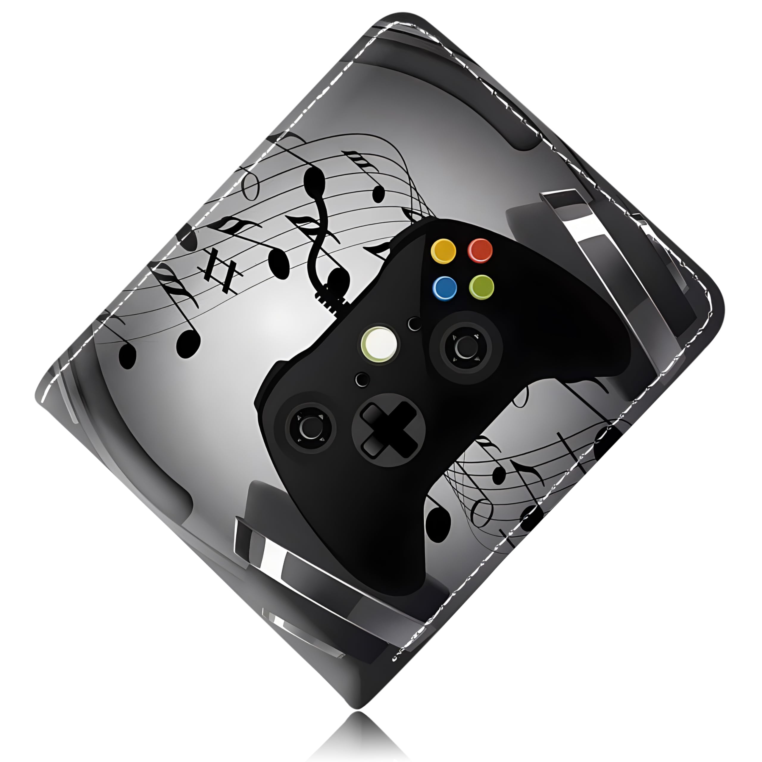 Premium Leather Gaming Wallet for Men & Teens - Slim Bi-Fold Game Card Holder with Coin Pocket - Perfect for Gamers, E-Sports Enthusiasts & Daily Use - Ideal for Carrying Credit Cards, IDs & Gaming Accessories (Game-Earphone Design)