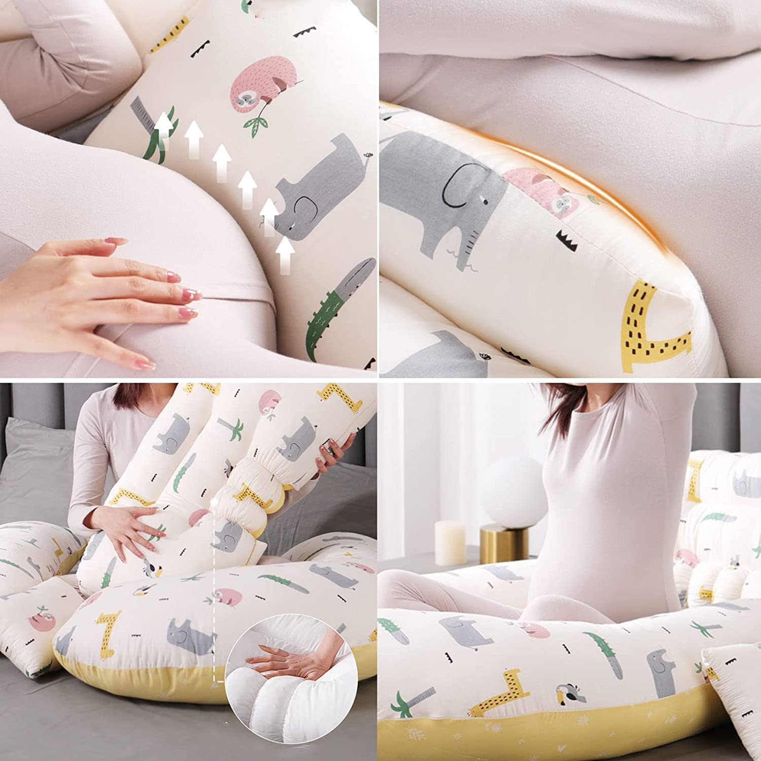 3D Zoned Maternity Pillow for Neck & Back Support - Detachable, Washable, Non-Collapse Pregnancy Pillow for Sleeping Comfort | Perfect for Side Sleepers & Pregnancy Pain Relief
