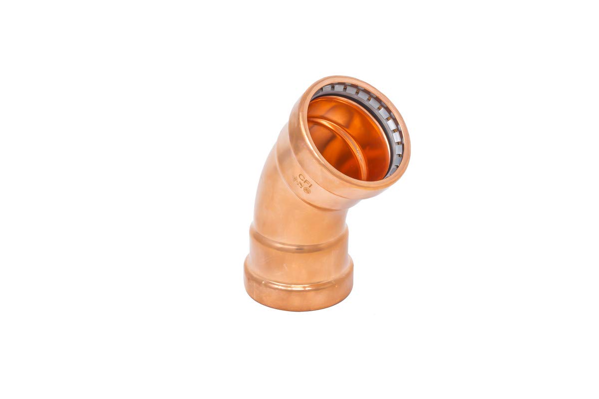4 Inch Press Copper 45 Degree Elbow - Press x Press Fitting for Plumbing Systems - 4'' Copper Pipe Connector - Perfect for HVAC, Water Supply & Drainage Installations