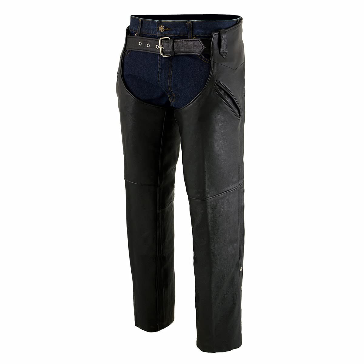 Premium Thermal Lined Leather Motorcycle Chaps for Men - Large Size | Milwaukee Leather Biker Gear for Cold Weather Riding & Outdoor Adventures