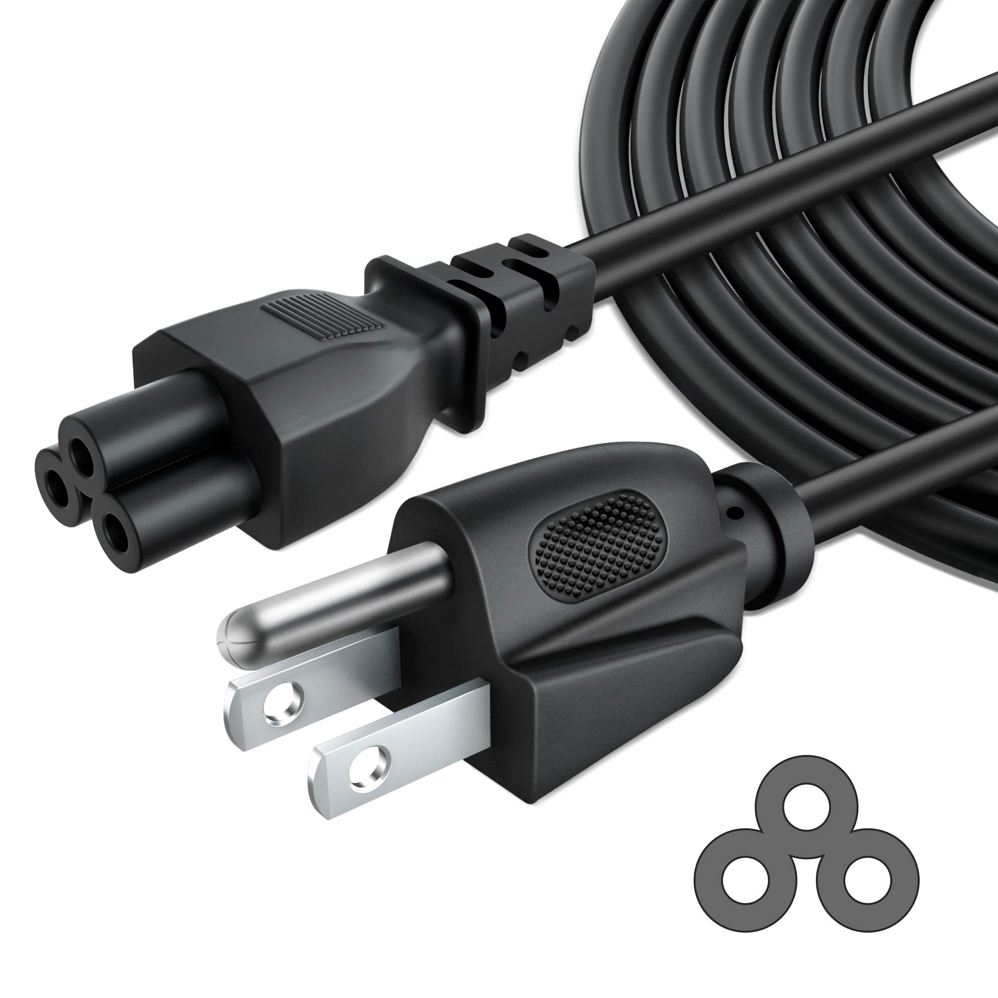PKPOWER 6ft 3 Prong AC Laptop Power Cord Cable - Compatible with Dell, IBM, HP, Compaq, Sony, Toshiba, Lenovo, Gateway, MSI Notebooks - Ideal for Home, Office, and Travel Charging - Black