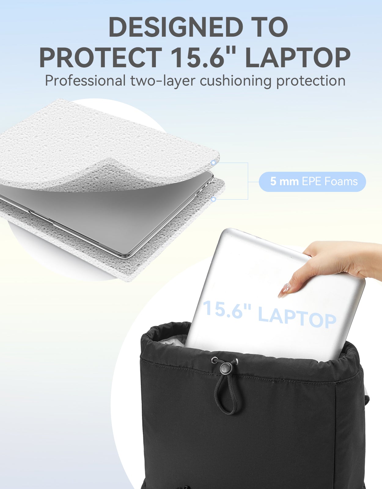 AVE 15.6 Inch Taslan Quilted Lightweight Laptop Backpack for Men & Women - Water-Resistant Travel & Work Commuter Bag with USB Charging Port - Perfect for College, Business Trips & Daily Use