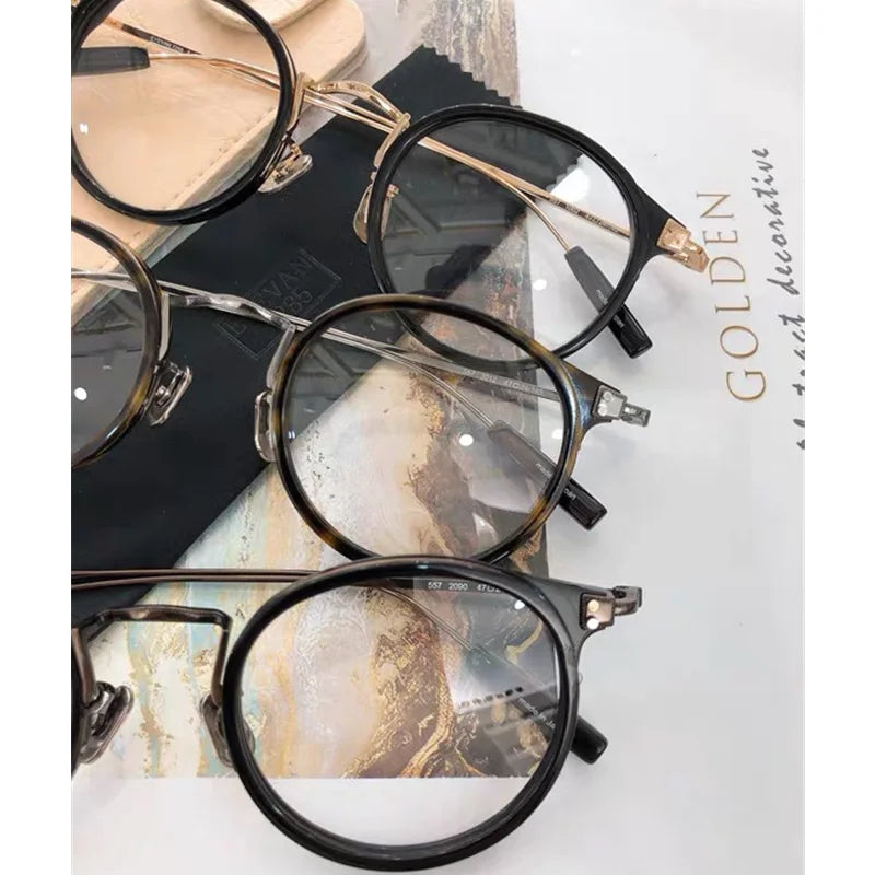 Unisex Aimee 1557 Round Full Rim Titanium Acetate Eyeglasses - Lightweight & Durable Glasses for Work, Reading & Everyday Wear